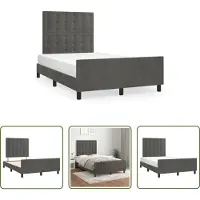 The Living Store Struttura letto con testata grigio scuro 120x190 cm in velluto