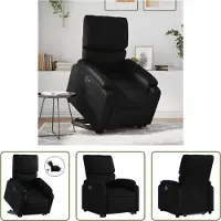 The Living Store Poltrona relax con supporto elettrico in Pelle finta nera