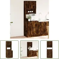 The Living Store Armadio da cucina in rovere fumé 60x50x180 cm Materiale legno
