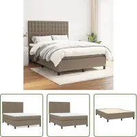 The Living Store Letto a molle con materasso Taupe 140x200 cm in tessuto