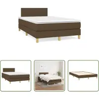 The Living Store Letto a molle con materasso marrone scuro 120x190 cm in tessuto