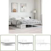 The Living Store Struttura letto con testiera in metallo bianco 193x203 cm