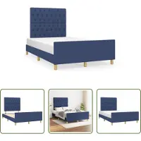 The Living Store Struttura letto con testiera blu 120x190 cm in tessuto