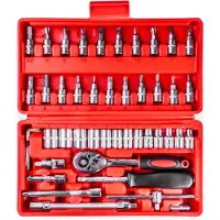 Amracing Set di chiavi a bussola 46 pezzi CR-V , cromo vanadio, professionale e fai da te