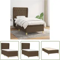 The Living Store Letto a molle con materasso marrone scuro 90x190 cm in tessuto