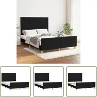 The Living Store Struttura letto con testiera nera 140x190 cm in tessuto