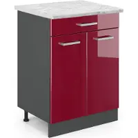 Vicco Mobiletto base per cucina R-Line Rosso lucido 60 cm PL Marmo, Model 45766