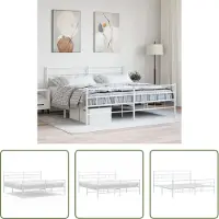 The Living Store Struttura letto con testiera e pediera in metallo bianco 183x213 cm