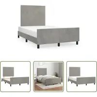 The Living Store Struttura letto con testiera in velluto grigio chiaro 120x190 cm