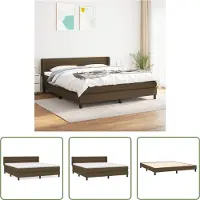 The Living Store Letto a molle con materasso marrone scuro 160x200 cm in tessuto