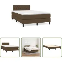 The Living Store Letto a molle con materasso marrone scuro 120x190 cm in tessuto