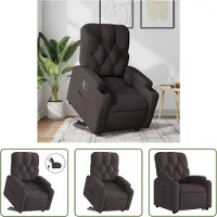 The Living Store Poltrona relax con supporto elettrico in tessuto marrone scuro