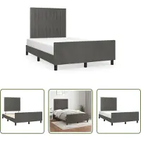 The Living Store Struttura letto con testata grigio scuro 120x190 cm in velluto
