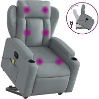 Syfax Poltrona Alzapersona Massaggi Reclinabile Grigio Chiaro Tessuto