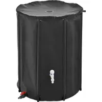 In And OutdoorMatch Serbatoio d'acqua Erik - Pieghevole - Ø80x98 cm - Barile per la pioggia nero - 500 L