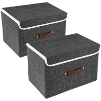 Sonstiges TYEERS Contenitore pieghevole con coperchio e tessuto, set di 2, nero