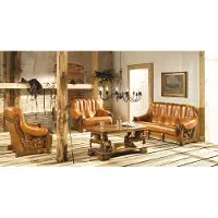 AEA Klassische Sofagarnitur Couch Polster Sitz Sofa Leder Holz 3+2+2 Set Garnitur