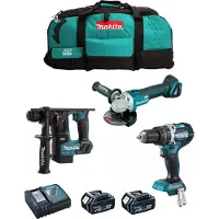 Makita Kit MK307 (DHP484 + DHR171 + DGA504 + 2 x 5,0 Ah + DC18RC + LXT600)