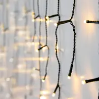 Spetebo Tenda luminosa a pioggia di ghiaccio bianco caldo per esterni con spina - 360 LED / 12 m - Catena luminosa a ghiacciolo con 80 fili luminosi