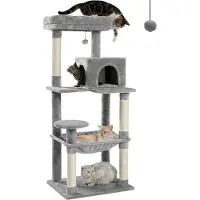 Merkloos Collox - Tiragraffi a più livelli - 5 livelli - Amaca inclusa - Con tiragraffi e giochi divertenti - Per gatti di taglia grande - Grigio