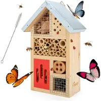 Sonstiges Albergo per insetti in legno naturale per il giardino, coccinelle, lucciole 25,4 x 15,2 x 8,6 cm rosso