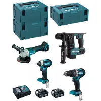 Makita Kit MK405RTJ (DHR171 + DHP484 + DTD153 + DGA504 + 2 x 5,0 Ah + DC18RC + MAKPAC 2 + 2 x MAKPAC 3)