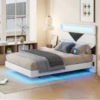 UnboxG letto imbottito 160x200cm con USB, letto giovanile matrimoniale con LED e rete a doghe, testata regolabile in altezza, letto in legno letto giovanile funzionale letto in velluto