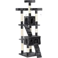 Fortuna Lai Tiragraffi XXL Grotta per gatti Scala Tiragraffi a più livelli Grigio 50x50x170cm