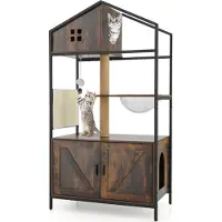Costway tiragraffi per gatti: mobile per gatti tutto in uno con lettiera, paletto in iuta, capsula spaziale e tappetino tiragraffi 80x48x150cm