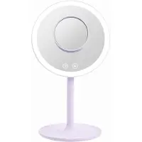 Emke Specchio cosmetico LED con 3 tonalità di luce, ingrandimento 1x/3x, interruttore touch e funzione di memoria, lente d'ingrandimento per specchio da bagno, colore viola