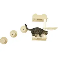 Fortuna Lai Gradini da arrampicata, parete da arrampicata, scala per gatti, set da 4 pezzi, con tiragraffi, amaca, beige+bianco crema, 40 x 28 x 73 cm