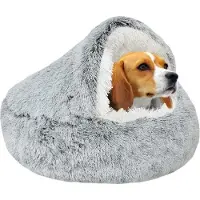 Merkloos Cesto per cani Cave 50cm - calmante e ansiolitico - per cani/gatti di piccola taglia - ciambella - grigio