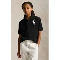 Ralph Lauren per ragazzo. 323670257015 Polo in piquet di cotone Big Pony nera ((L) 10/12años= 150/161 cm), Nero, Classico, Manica corta