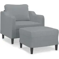 vidaXL Poltrona con sgabello grigio chiaro 60 cm tessuto