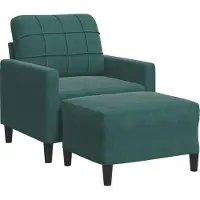 Syfax Poltroncina con Poggiapiedi Verde Scuro 60 cm in Velluto