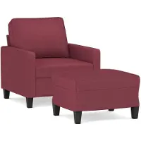 vidaXL Poltrona con sgabello rosso vino 60 cm in tessuto