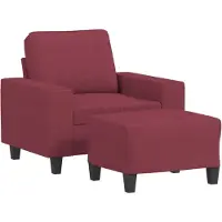 vidaXL Poltrona con sgabello rosso vino 60 cm in tessuto