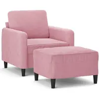 Syfax Poltrona con Poggiapiedi Rosa 60 cm Velluto