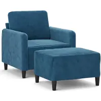 Syfax Poltrona con Poggiapiedi Blu 60 cm in Velluto