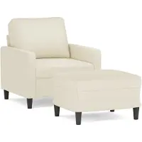 Syfax Poltrona con Poggiapiedi Crema 60 cm in Velluto