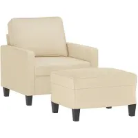Syfax Poltrona con Poggiapiedi Crema 60 cm in Tessuto