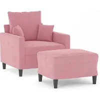 Syfax Poltrona con Poggiapiedi Rosa 60 cm Velluto
