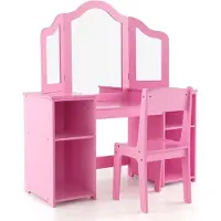 Northix Set da toeletta e scrivania per bambini con specchio rimovibile, rosa