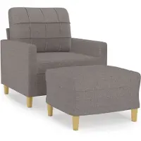 vidaXL Poltrona con sgabello taupe 60 cm in tessuto