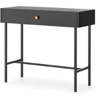 AX Living Tavolino con cassetti Dinley 93 cm nero su struttura in metallo