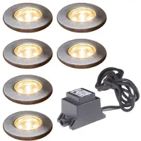 Konstsmide Set da 6 faretti da incasso per pavimento a LED, modello piatto