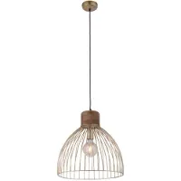 JUST LIGHT Lampada a sospensione Alami in legno di mango e ottone opaco a 3 luci.