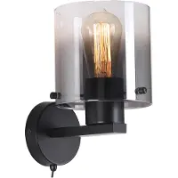 Searchlight Applique Sweden, nero/grigio fumo, a 1 luce, acciaio, vetro
