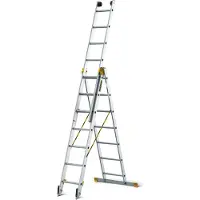 Drabest | Scala multifunzione in alluminio 3x7 gradini, scala a 3 sezioni, altezza di lavoro 5,30 m, portata 150 kg