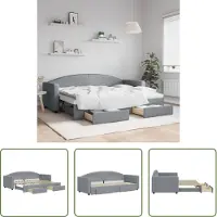 The Living Store letto da giorno allungabile con cassetti grigio chiaro 80x200 cm tessuto